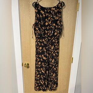 Nicole Miller Floral Black and Brown Jumpsuit Large